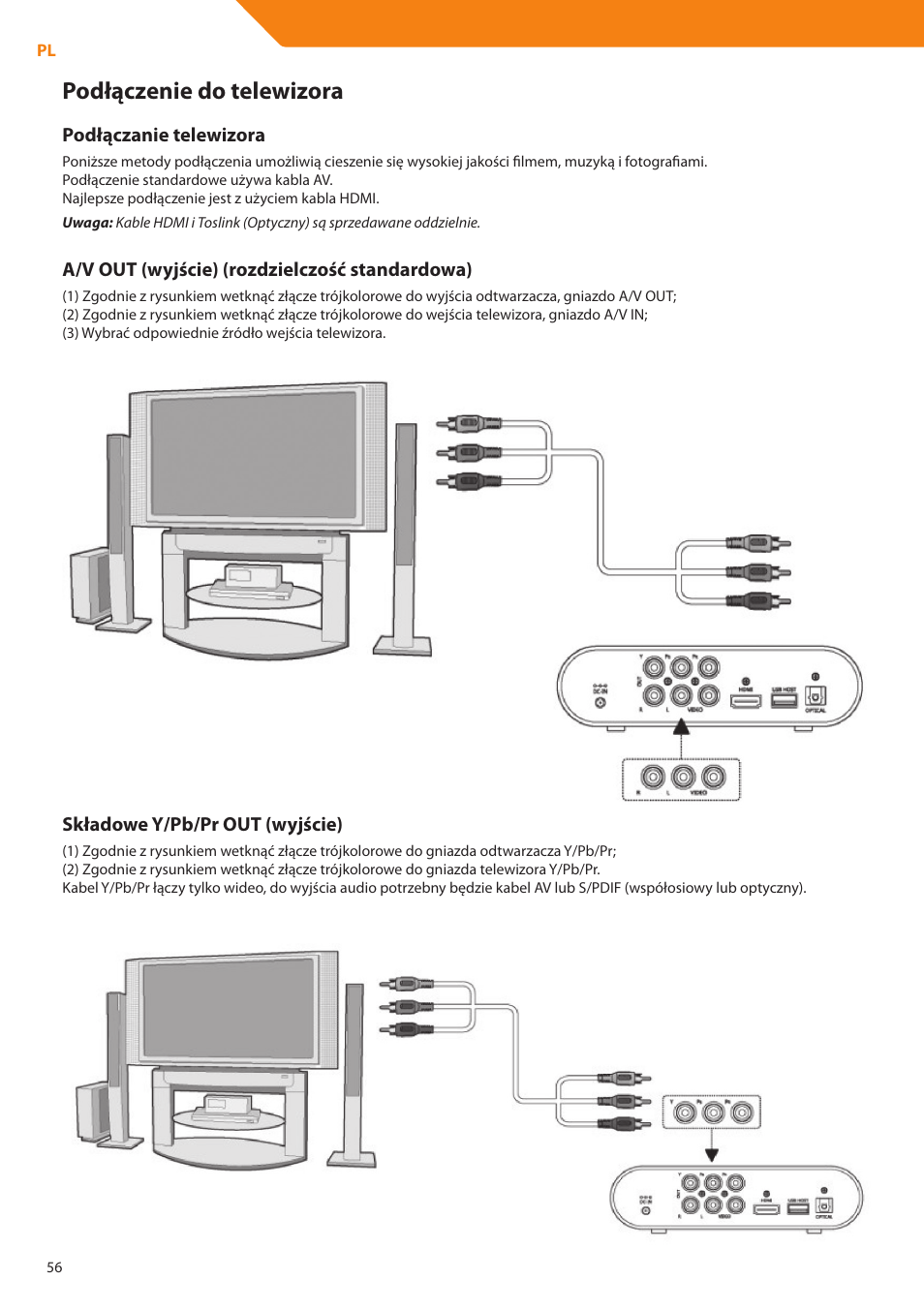 Podłączenie do telewizora | Acme DP01 User Manual | Page 56 / 164