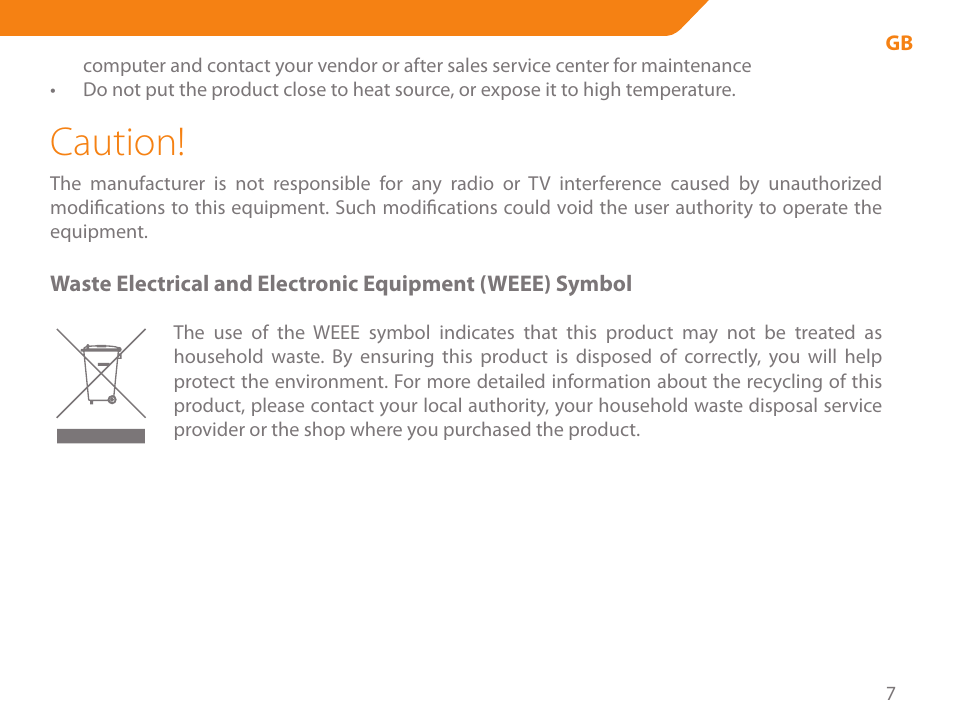 Caution | Acme MB01 User Manual | Page 7 / 70