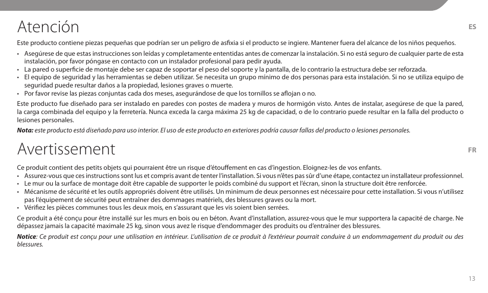 Atención, Avertissement | Acme MT103 User Manual | Page 13 / 30