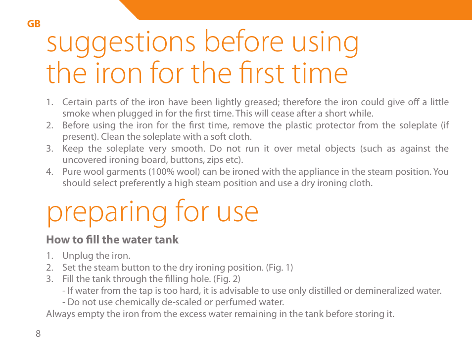 Preparing for use | Acme IB-100 User Manual | Page 8 / 126