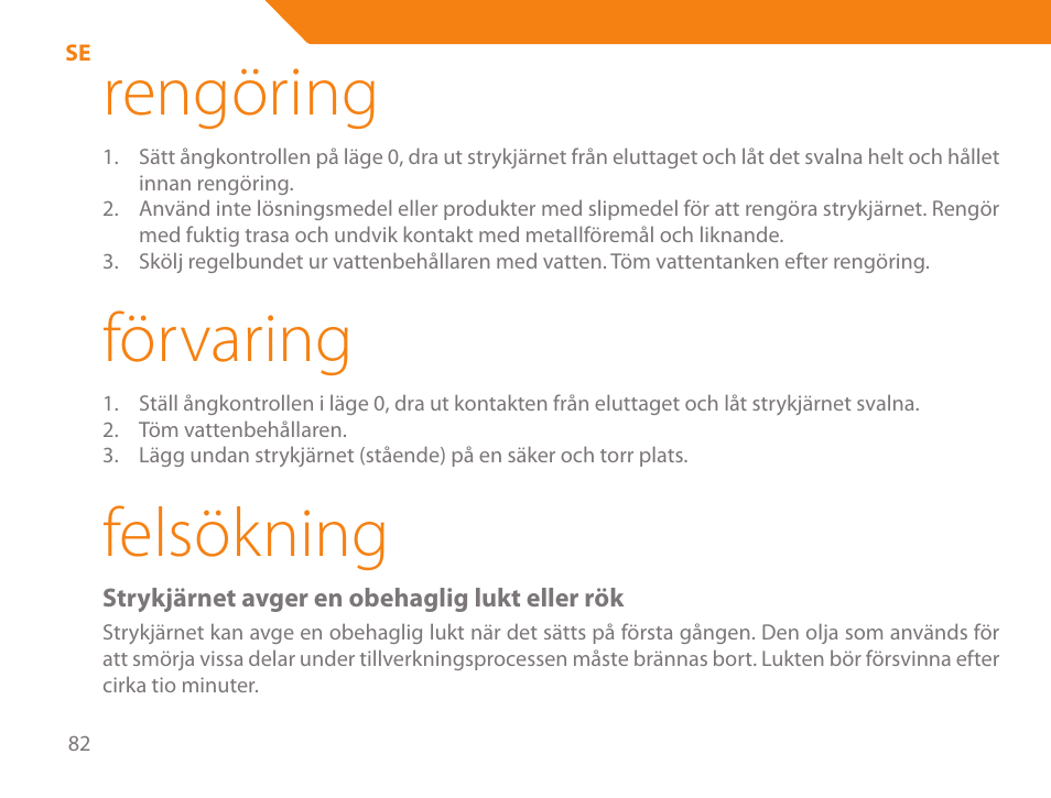 Rengöring, Förvaring, Felsökning | Acme IB-100 User Manual | Page 82 / 126