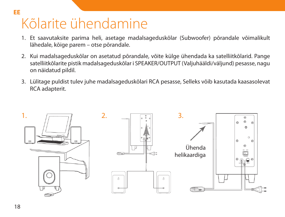 Kõlarite ühendamine | Acme NI-30 User Manual | Page 18 / 64