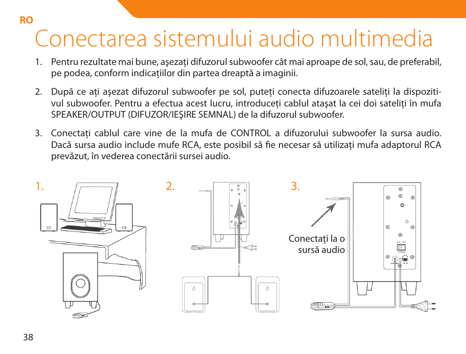 Conectarea sistemului audio multimedia | Acme NI-30 User Manual | Page 38 / 64