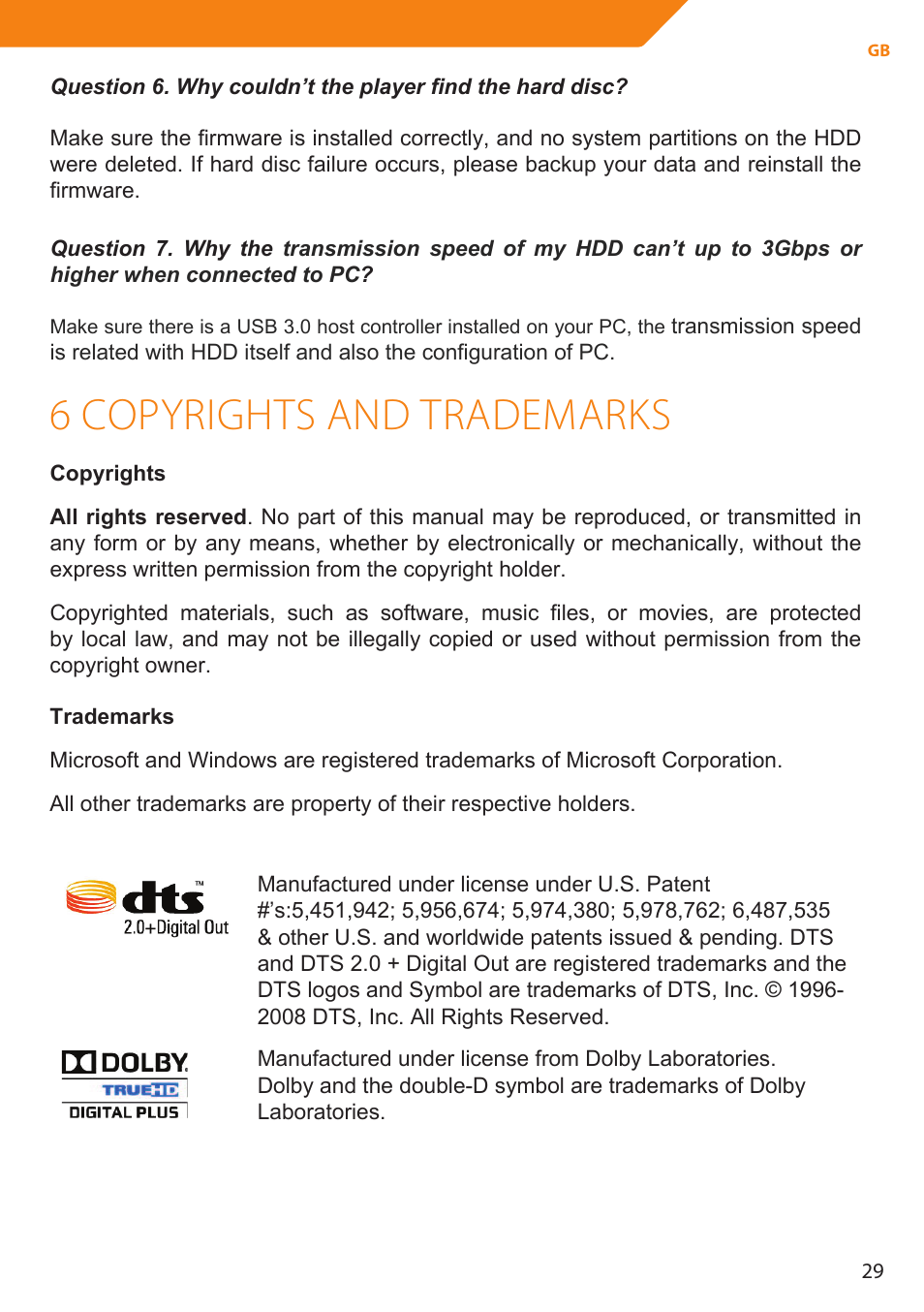 6 copyrights and trademarks | Acme MP01 User Manual | Page 29 / 94
