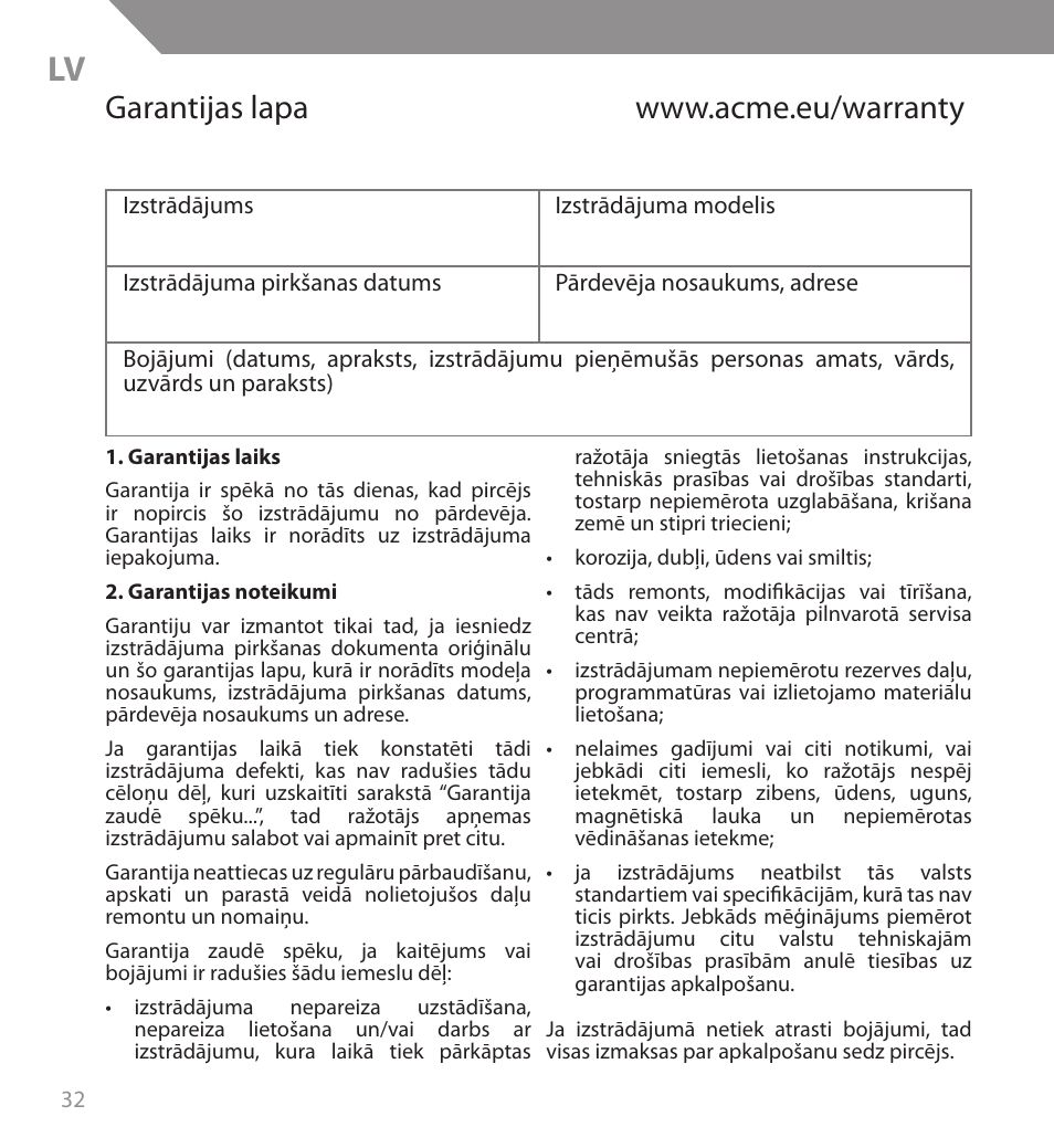 Acme BH04 User Manual | Page 32 / 38