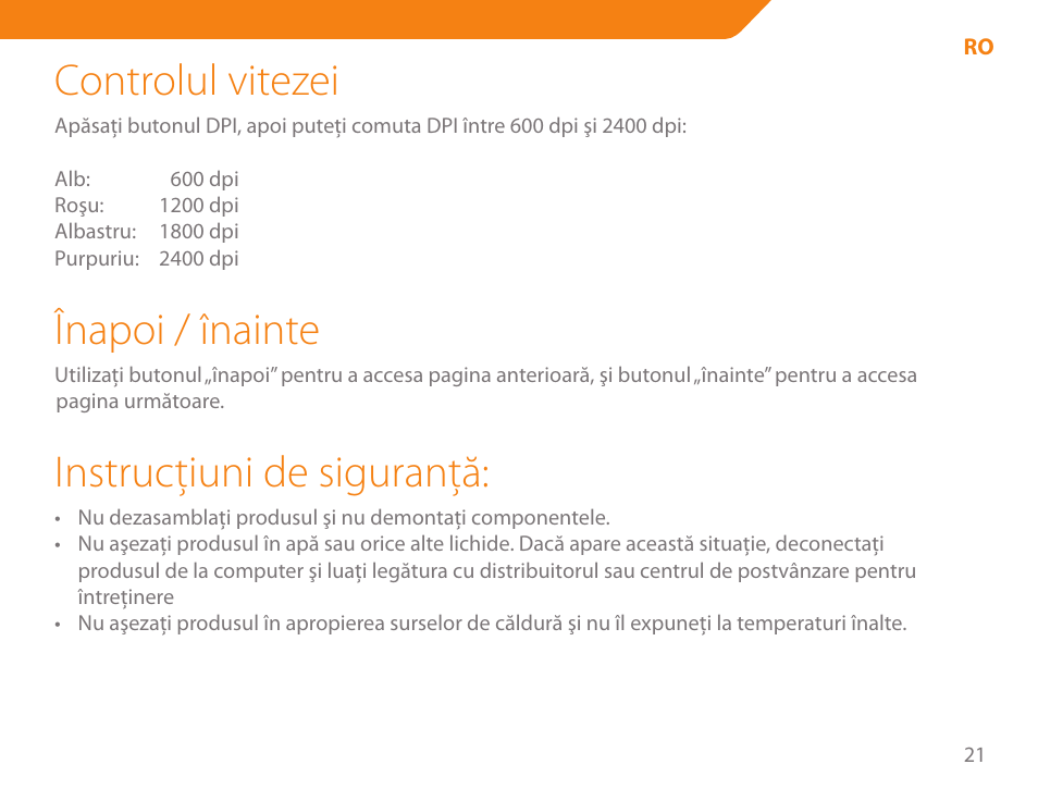 Controlul vitezei, Înapoi / înainte, Instrucţiuni de siguranţă | Acme MA04 User Manual | Page 21 / 40