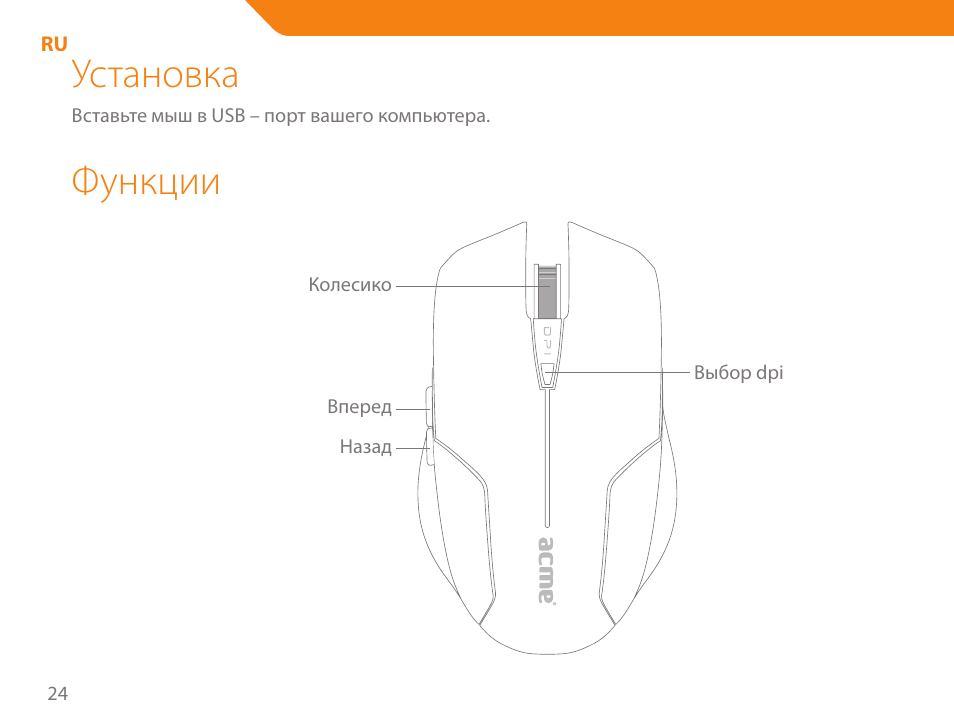 Установка, Функции | Acme MA04 User Manual | Page 24 / 40