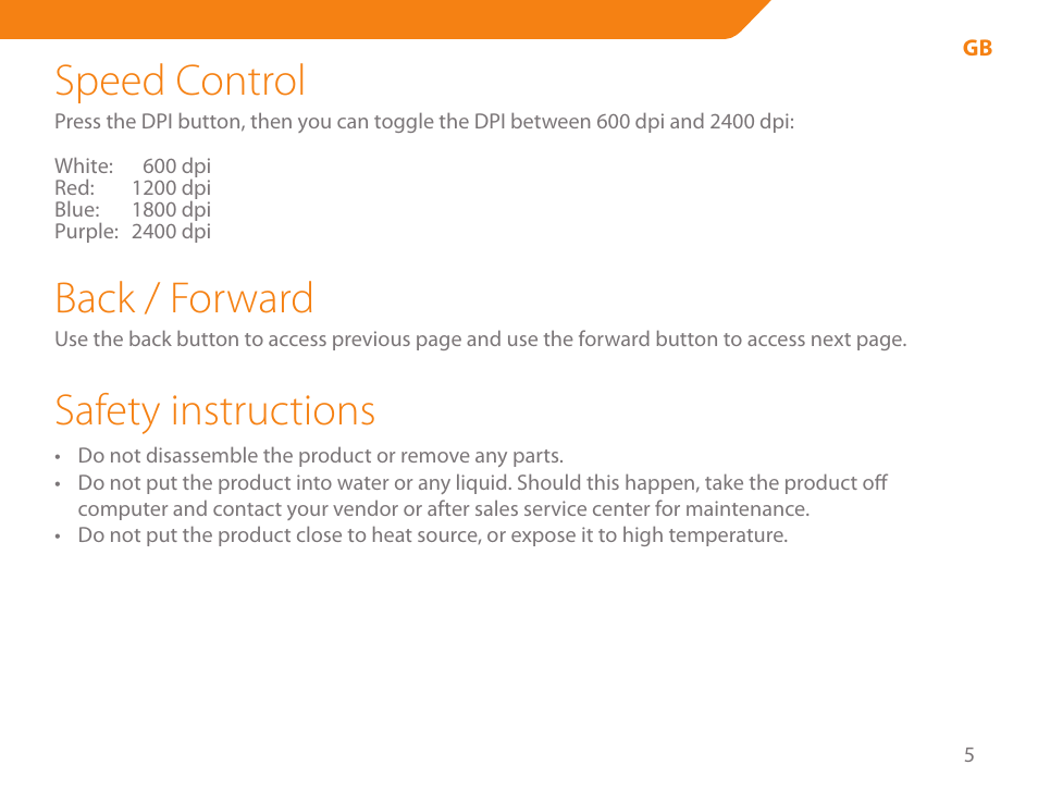 Speed control, Back / forward, Safety instructions | Acme MA04 User Manual | Page 5 / 40