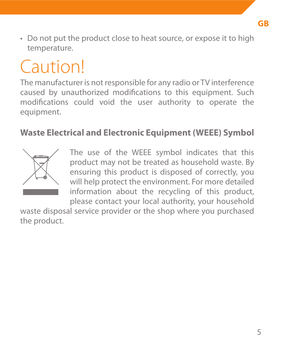 Caution | Acme MW08 User Manual | Page 5 / 44