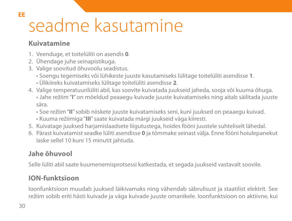 Seadme kasutamine | Acme HD-210I User Manual | Page 30 / 90