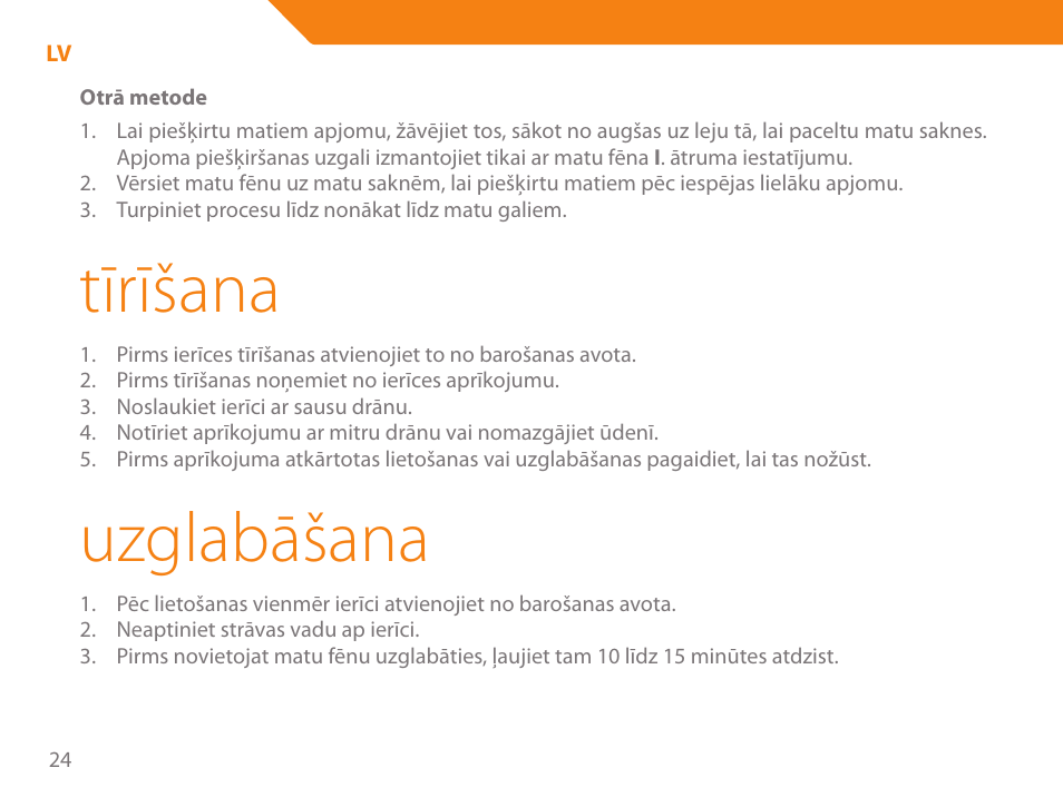 Tīrīšana, Uzglabāšana | Acme HD-310I User Manual | Page 24 / 108