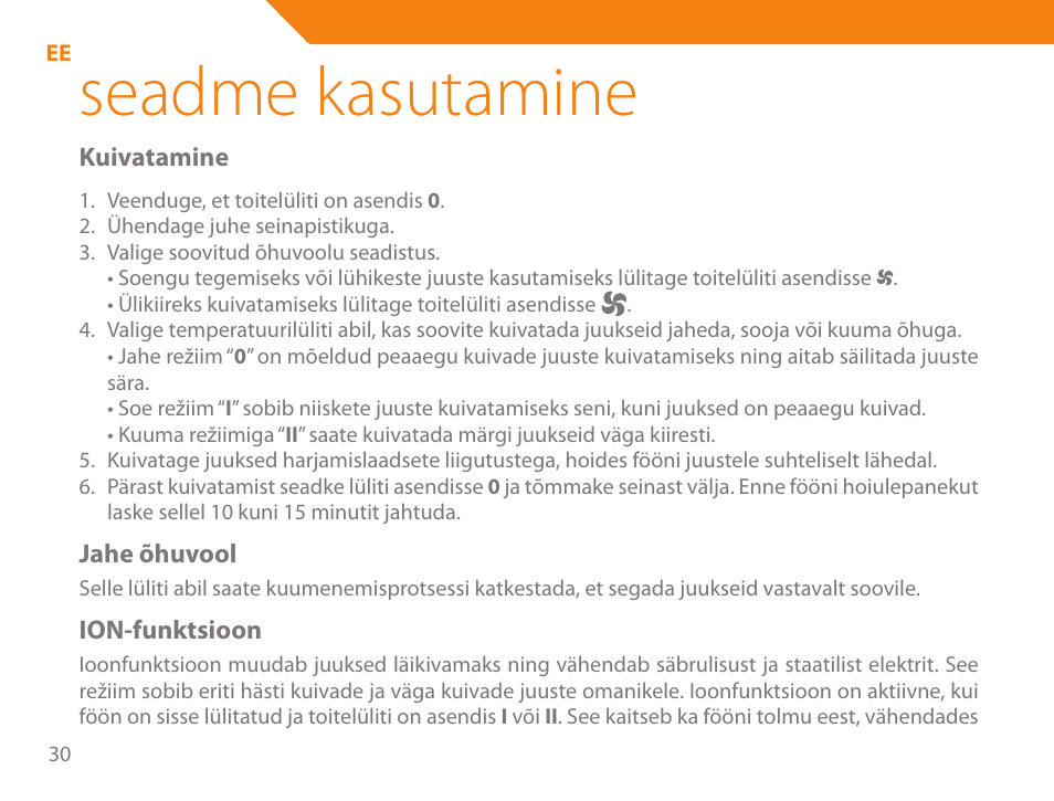 Seadme kasutamine | Acme HD-310I User Manual | Page 30 / 108