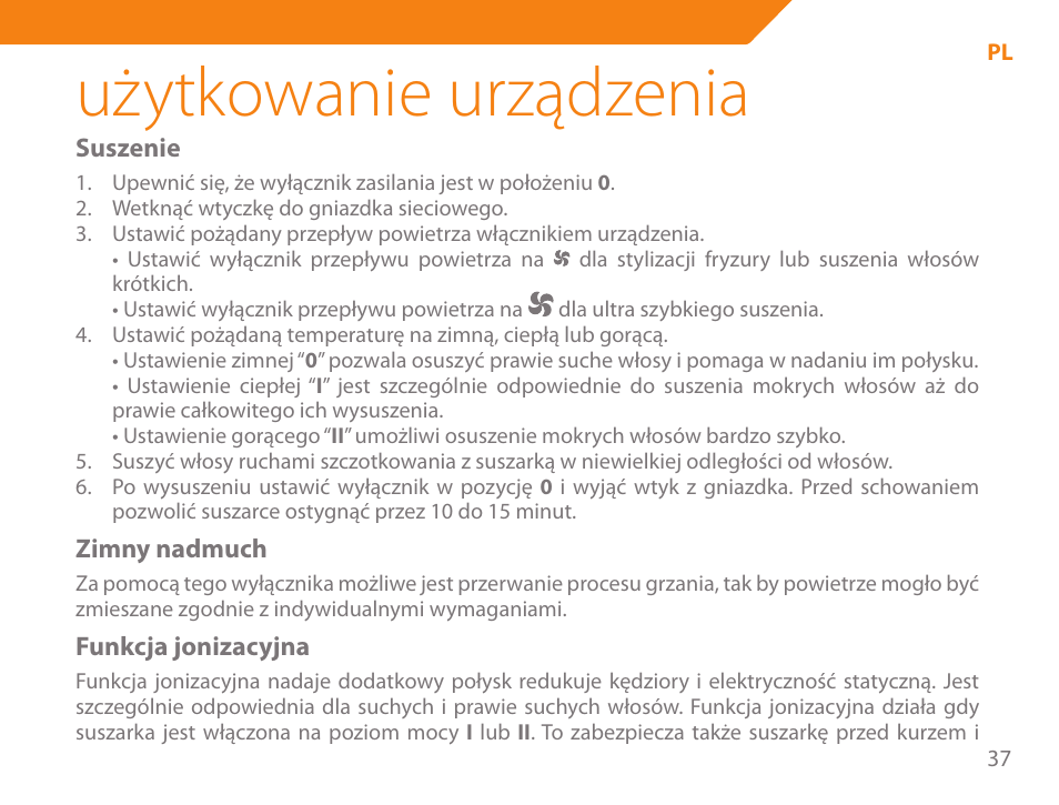 Użytkowanie urządzenia | Acme HD-310I User Manual | Page 37 / 108