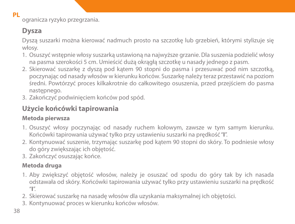 Dysza, Użycie końcówki tapirowania | Acme HD-310I User Manual | Page 38 / 108