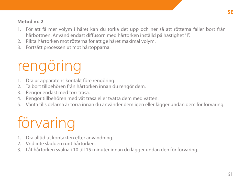 Rengöring, Förvaring | Acme HD-310I User Manual | Page 61 / 108
