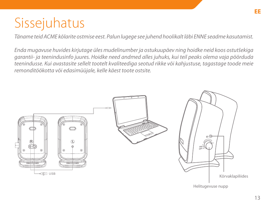 Sissejuhatus | Acme SS-110 User Manual | Page 13 / 54