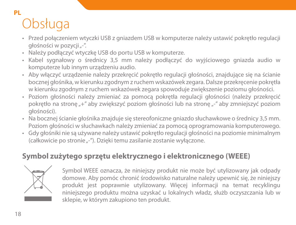 Obsługa | Acme SS-110 User Manual | Page 18 / 54