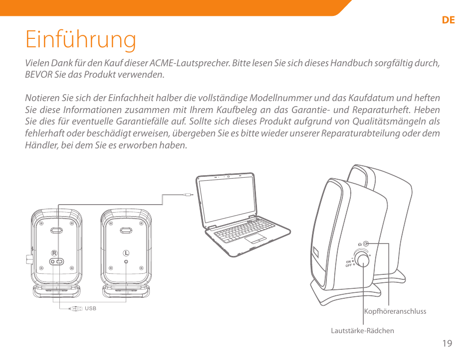 Einführung | Acme SS-110 User Manual | Page 19 / 54