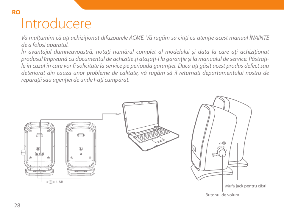 Introducere | Acme SS-110 User Manual | Page 28 / 54