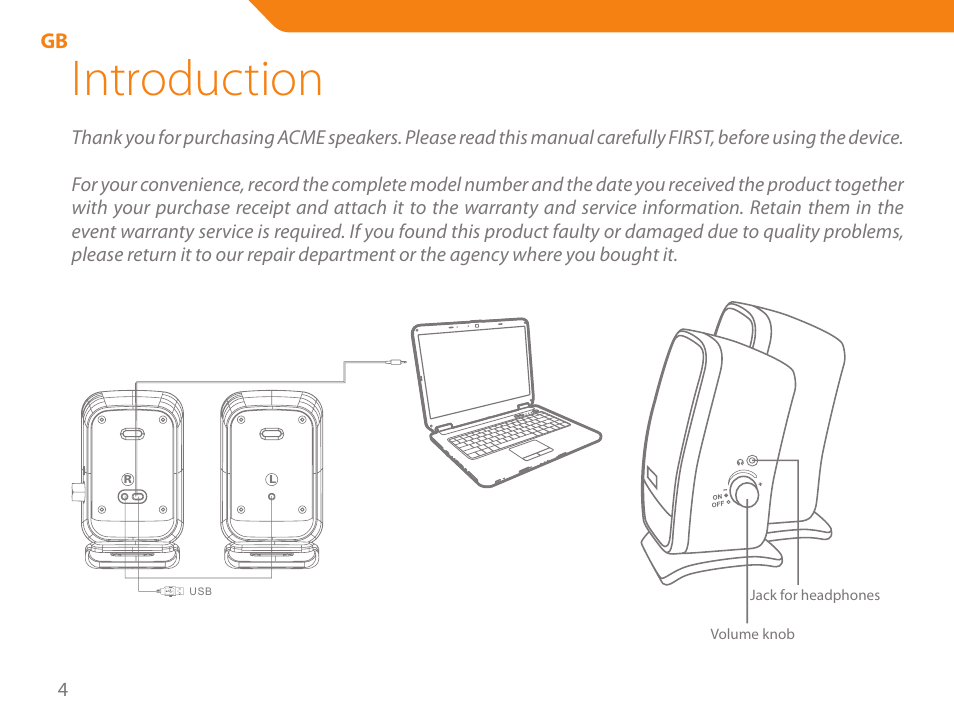 Introduction | Acme SS-110 User Manual | Page 4 / 54