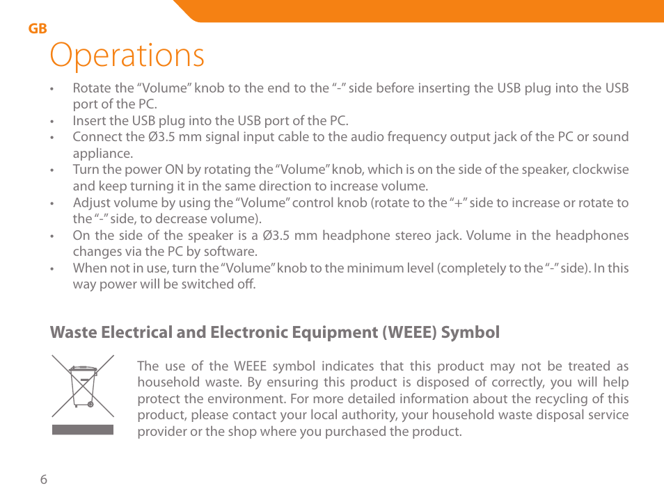 Operations | Acme SS-110 User Manual | Page 6 / 54