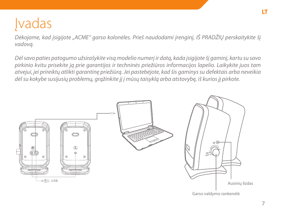 Įvadas | Acme SS-110 User Manual | Page 7 / 54