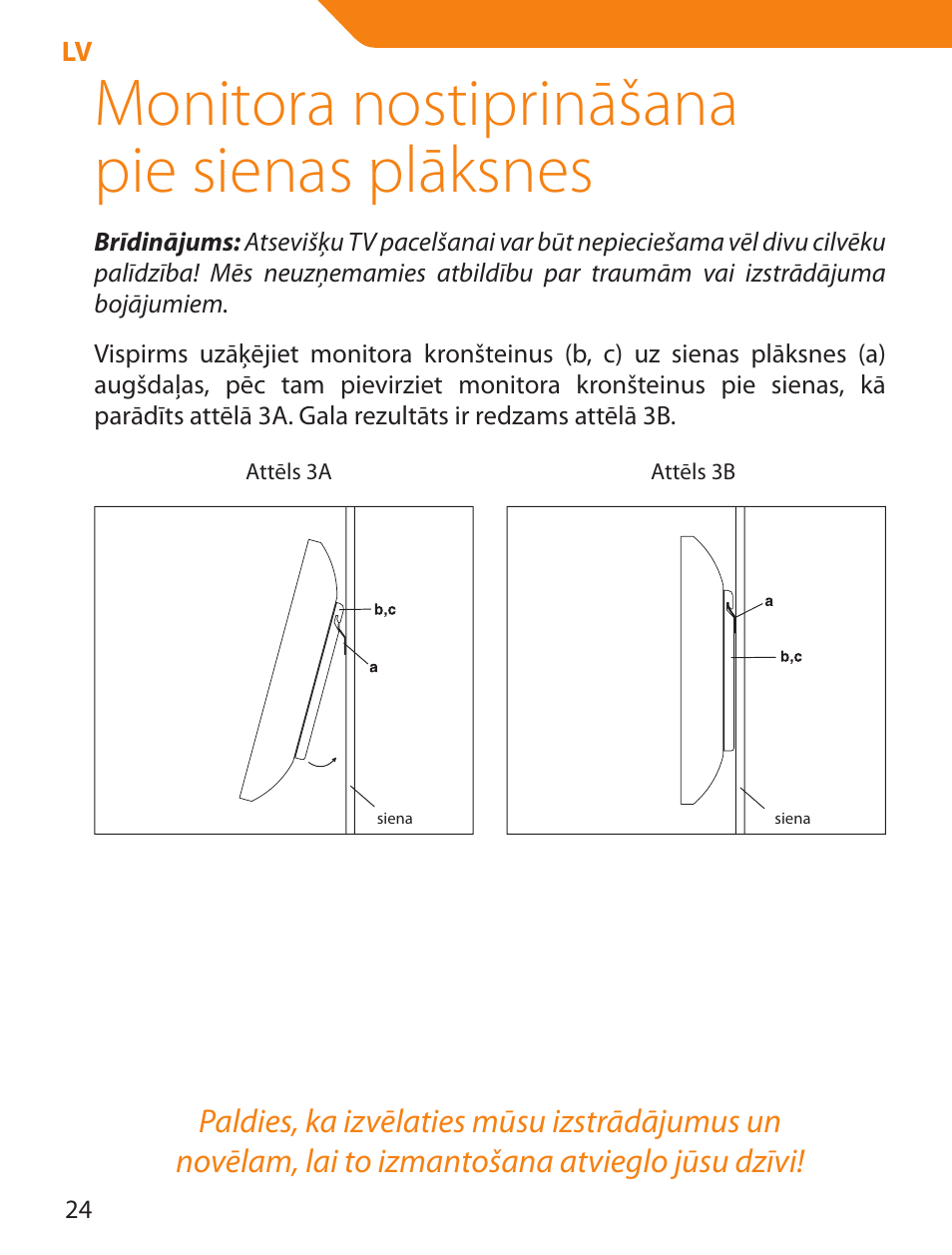 Monitora nostiprināšana pie sienas plāksnes | Acme PLB114S User Manual | Page 24 / 100