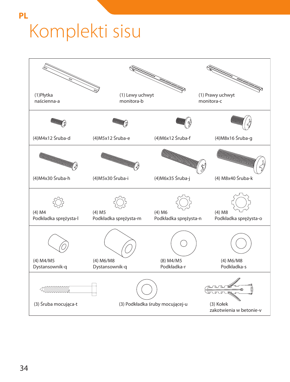 Komplekti sisu | Acme PLB114S User Manual | Page 34 / 100