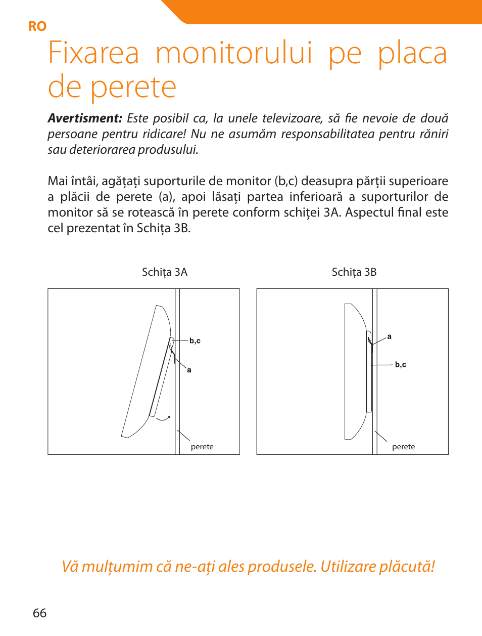 Fixarea monitorului pe placa de perete | Acme PLB114S User Manual | Page 66 / 100