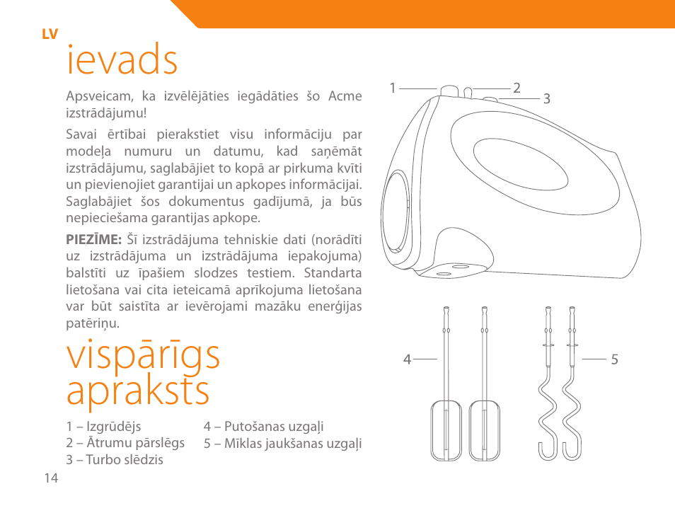 Ievads, Vispārīgs apraksts | Acme ME-100 User Manual | Page 14 / 66