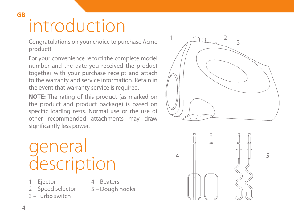 Introduction, General description | Acme ME-100 User Manual | Page 4 / 66