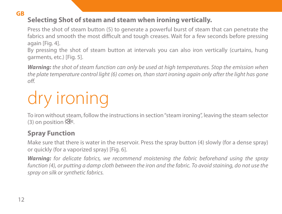 Dry ironing | Acme IA-200 User Manual | Page 12 / 152