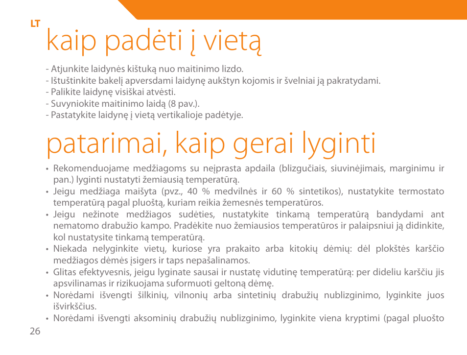 Kaip padėti į vietą, Patarimai, kaip gerai lyginti | Acme IA-200 User Manual | Page 26 / 152