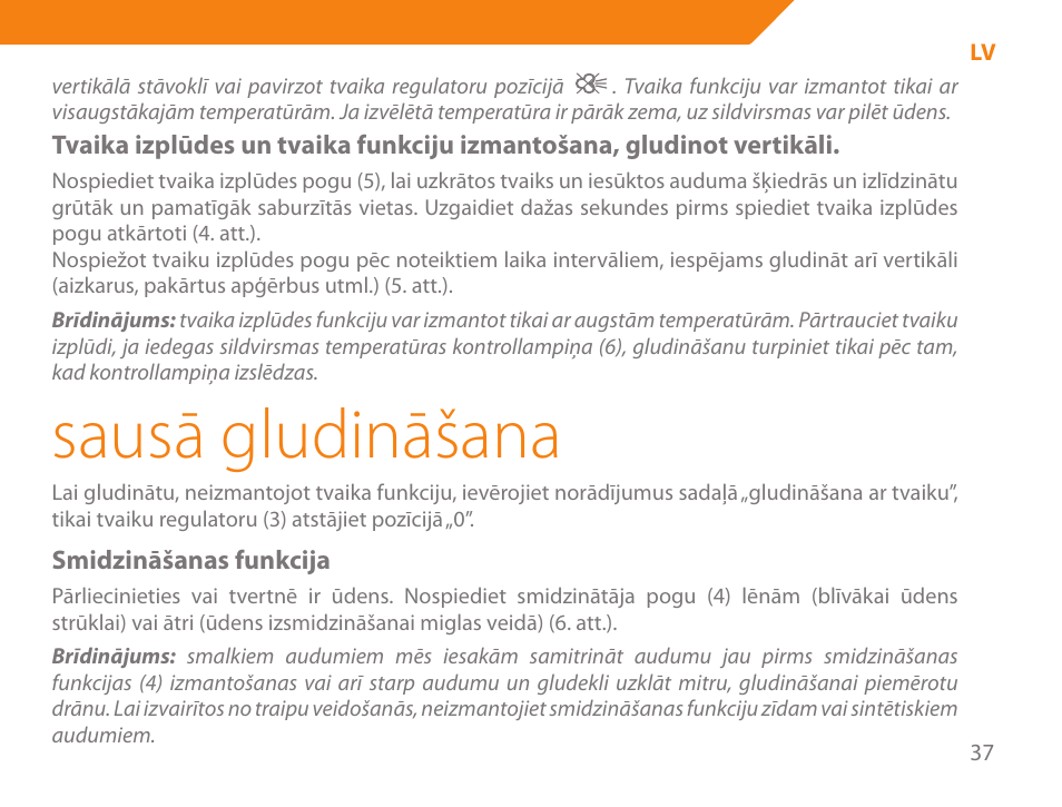 Sausā gludināšana | Acme IA-200 User Manual | Page 37 / 152