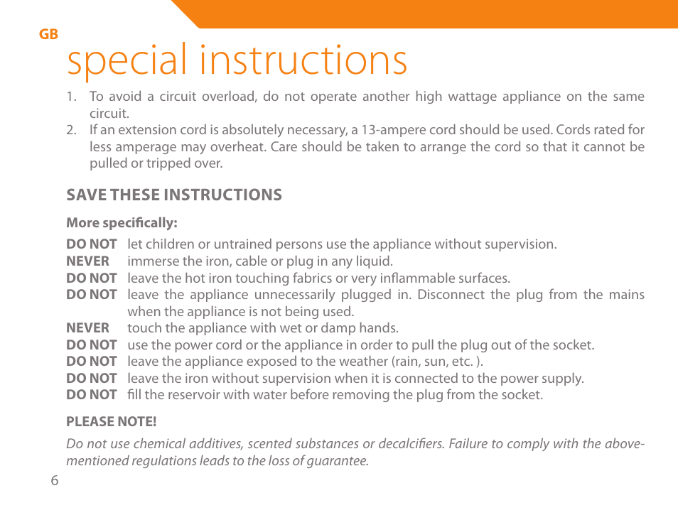 Special instructions | Acme IA-200 User Manual | Page 6 / 152