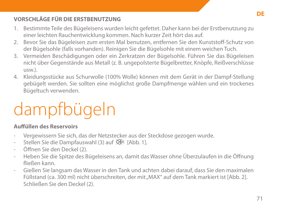 Dampfbügeln | Acme IA-200 User Manual | Page 71 / 152
