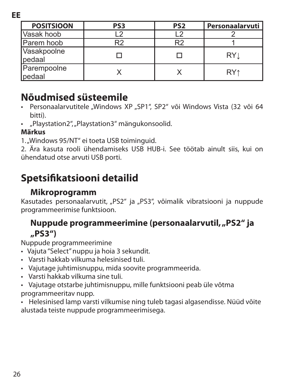 Nõudmised süsteemile, Spetsifikatsiooni detailid | Acme Extreme Rally wheel User Manual | Page 26 / 84