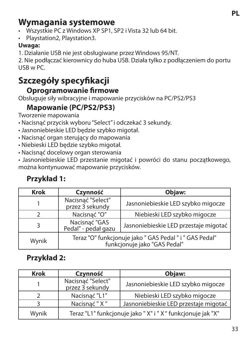 Wymagania systemowe, Szczegóły specyfikacji | Acme Extreme Rally wheel User Manual | Page 33 / 84
