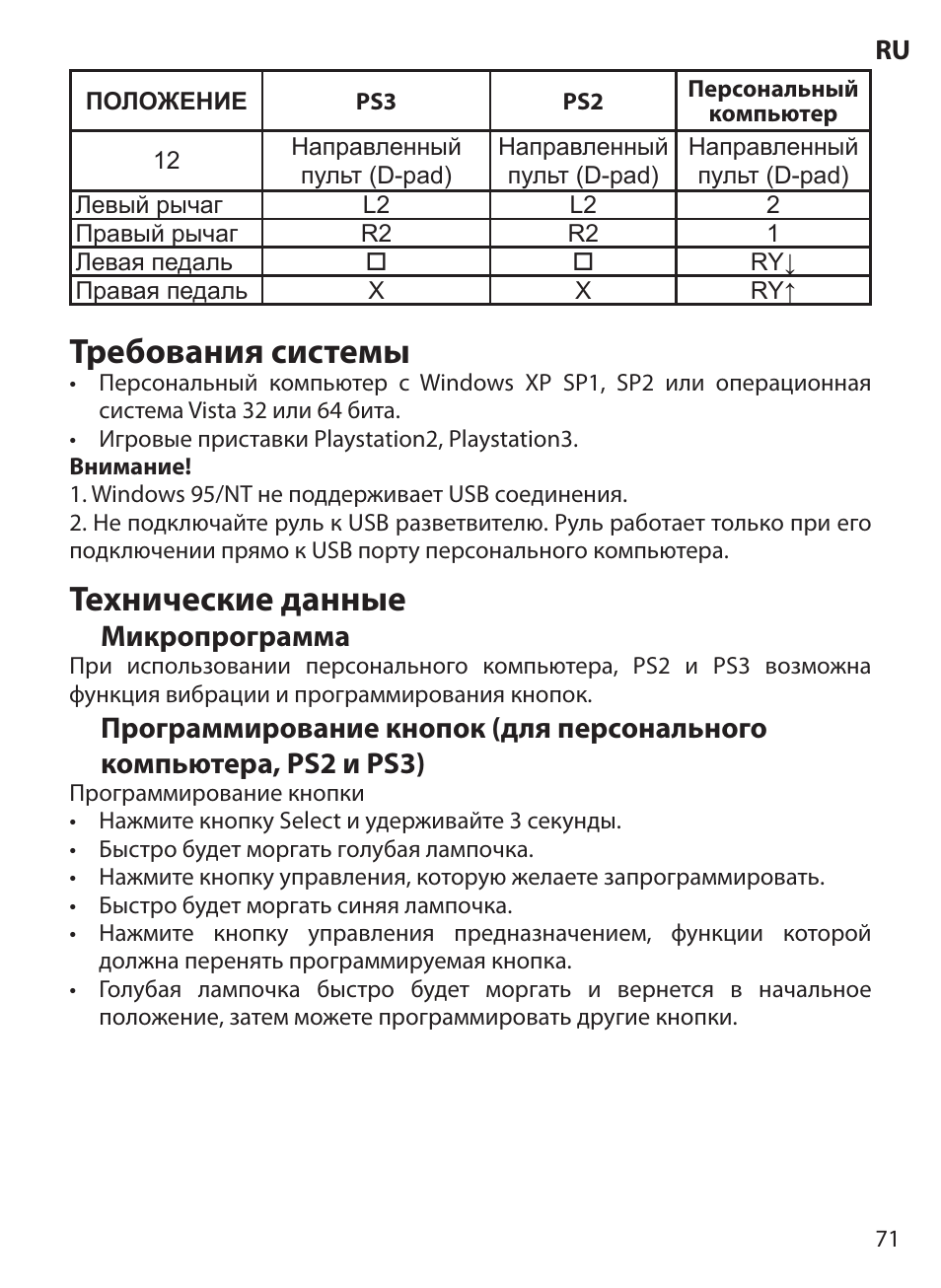 Требования системы, Технические данные | Acme Extreme Rally wheel User Manual | Page 71 / 84