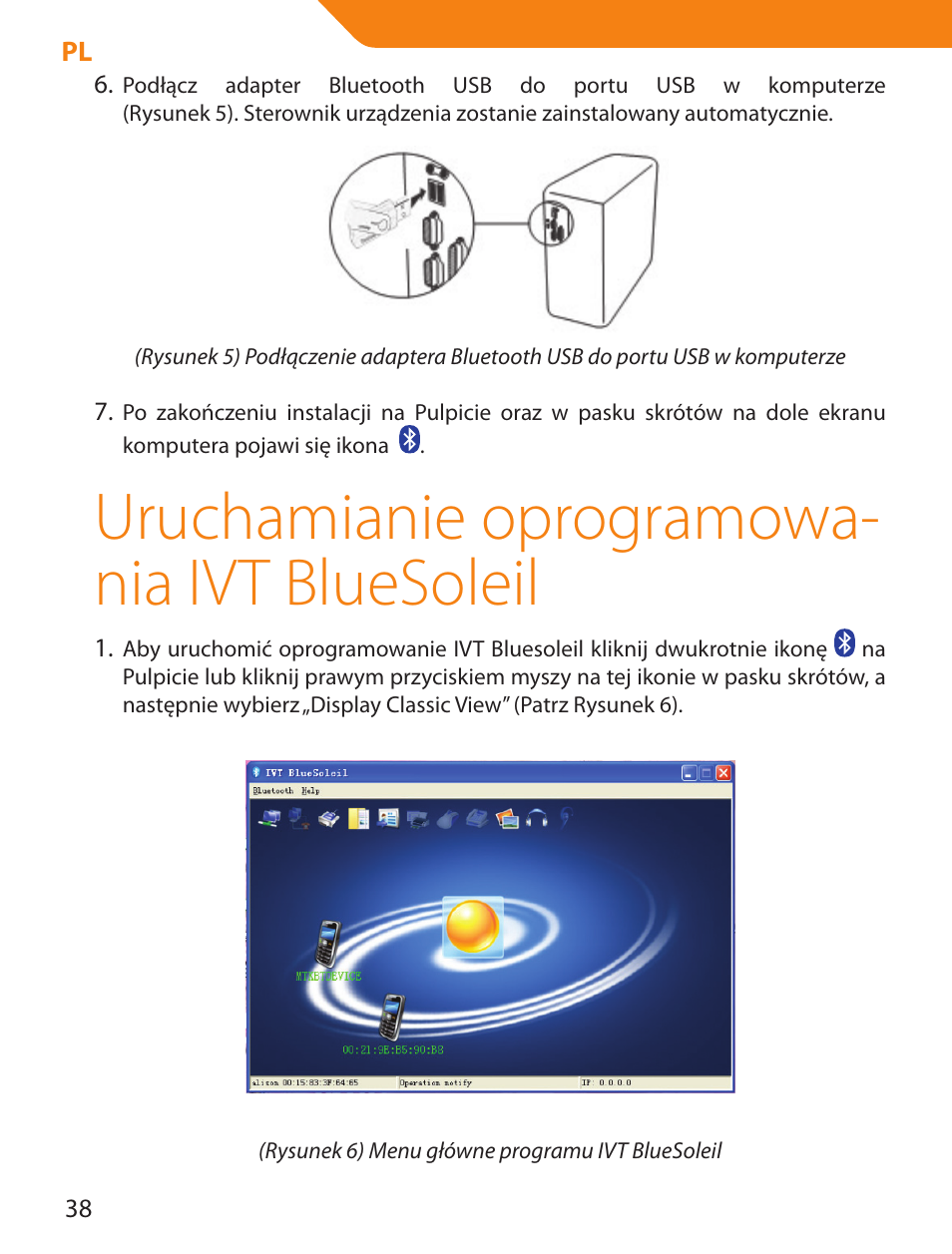 Uruchamianie oprogramowa- nia ivt bluesoleil | Acme BTDG-30-BLK User Manual | Page 38 / 114