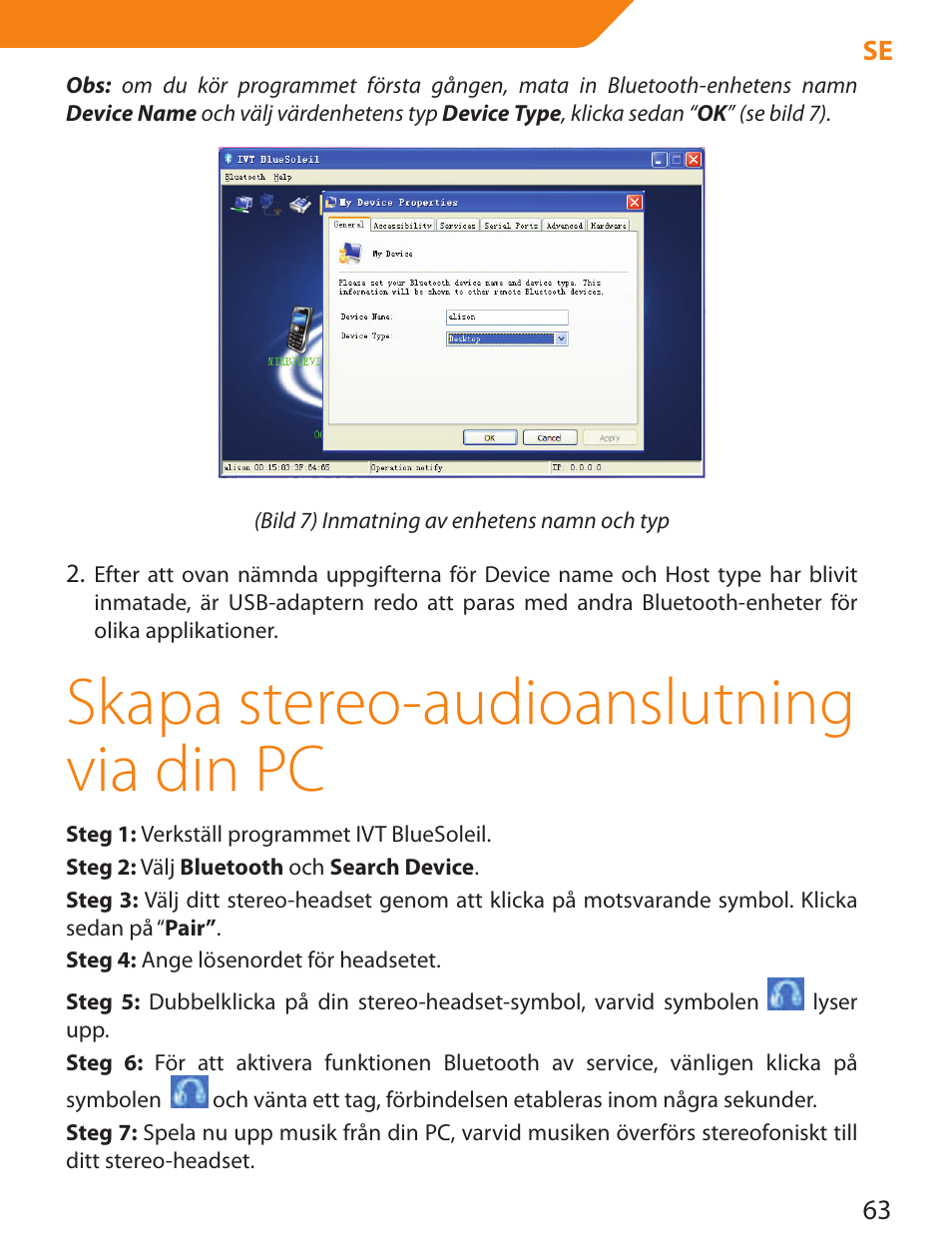 Skapa stereo-audioanslutning via din pc | Acme BTDG-30-BLK User Manual | Page 63 / 114