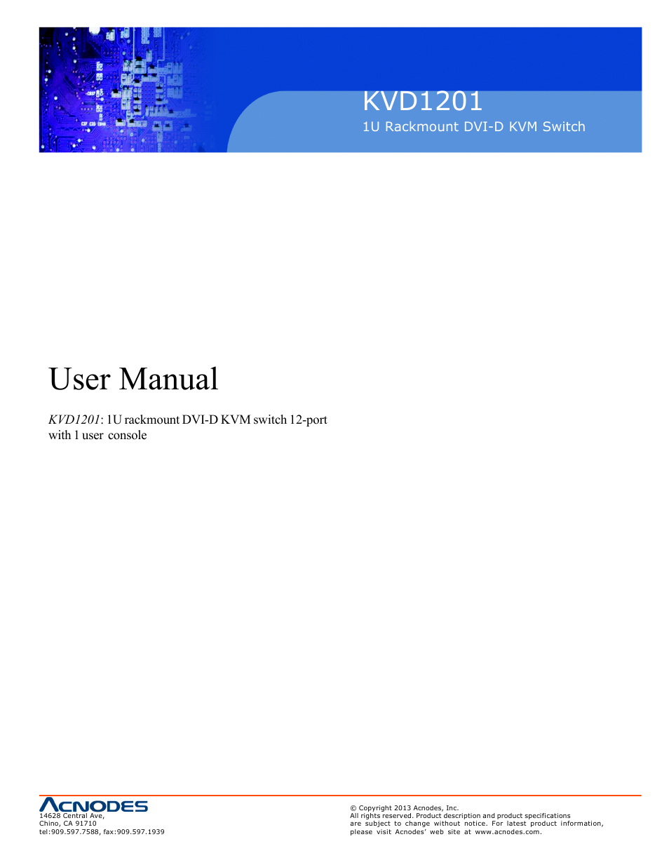 Acnodes KVD 1201 User Manual | 10 pages