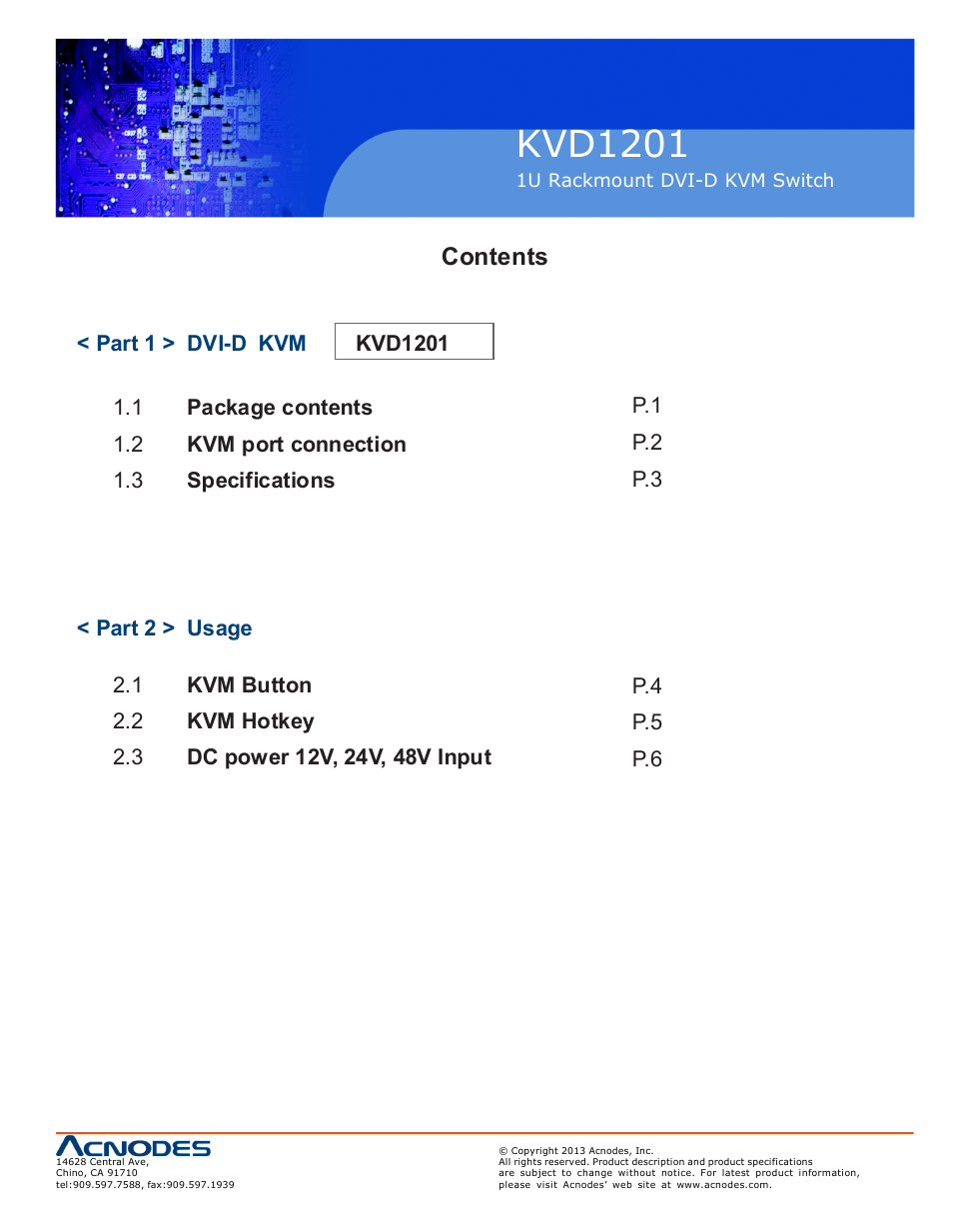 Acnodes KVD 1201 User Manual | Page 3 / 10