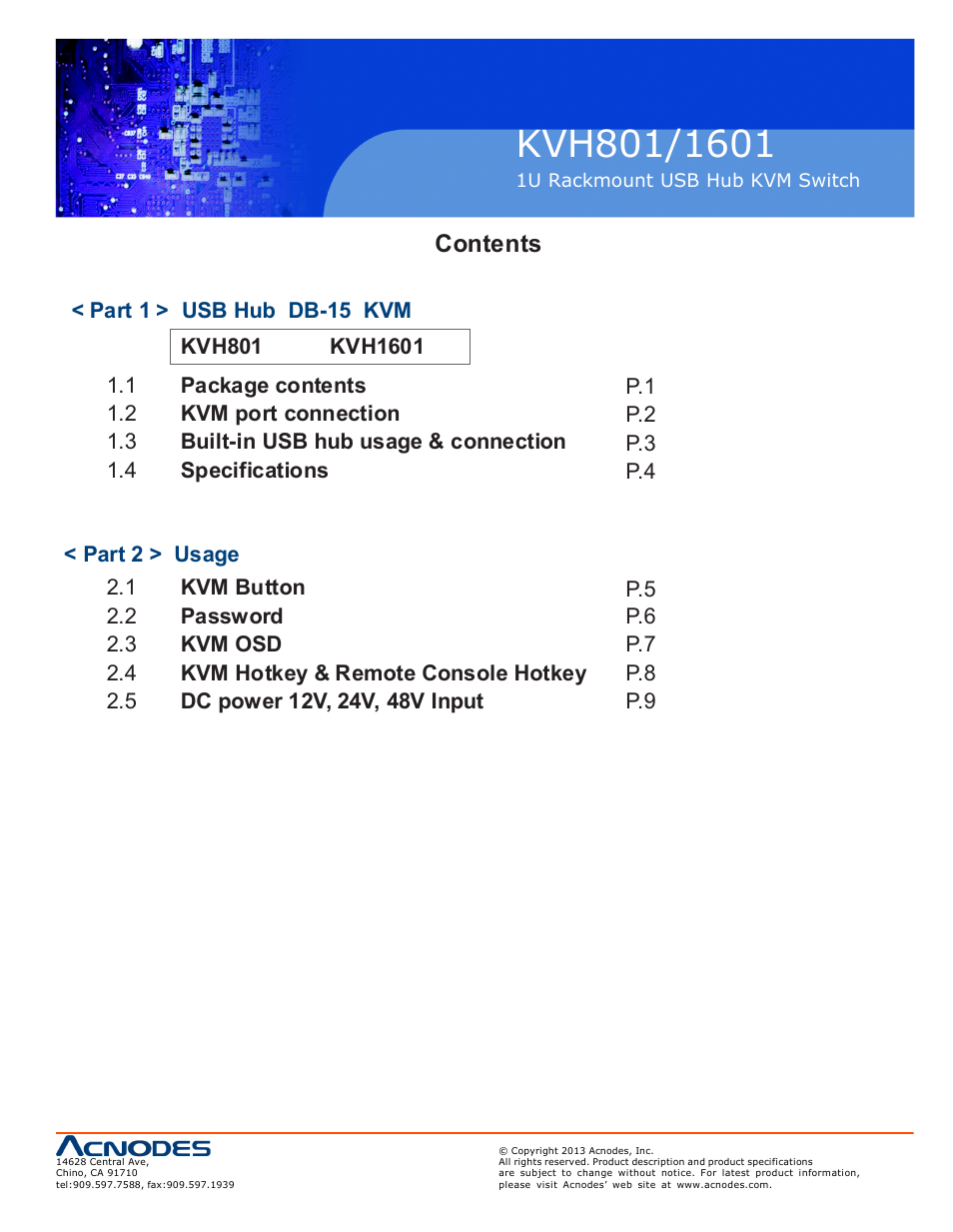 Acnodes KVH 801 User Manual | Page 3 / 13