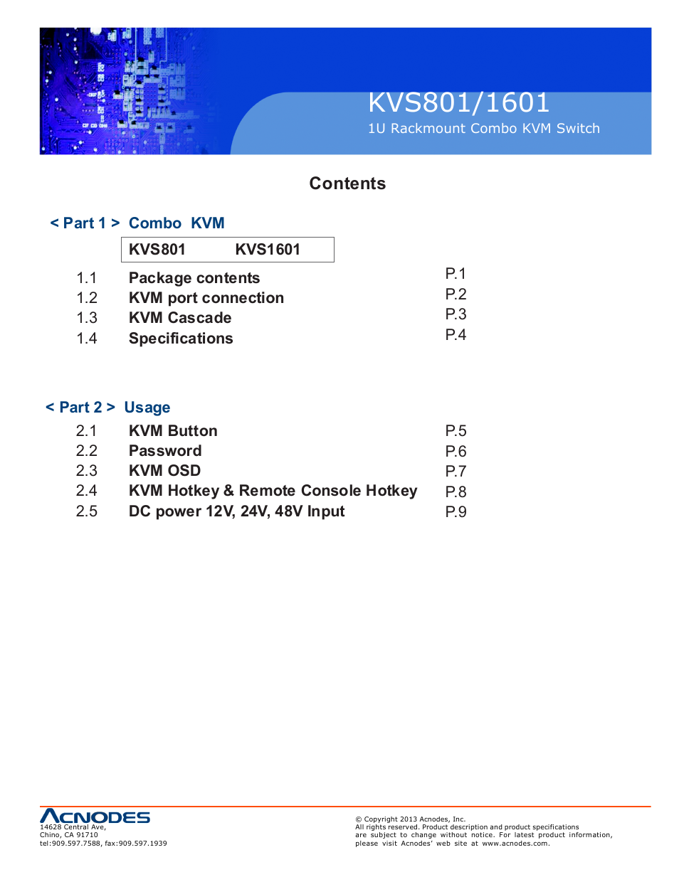 Acnodes KVS 801 User Manual | Page 3 / 13