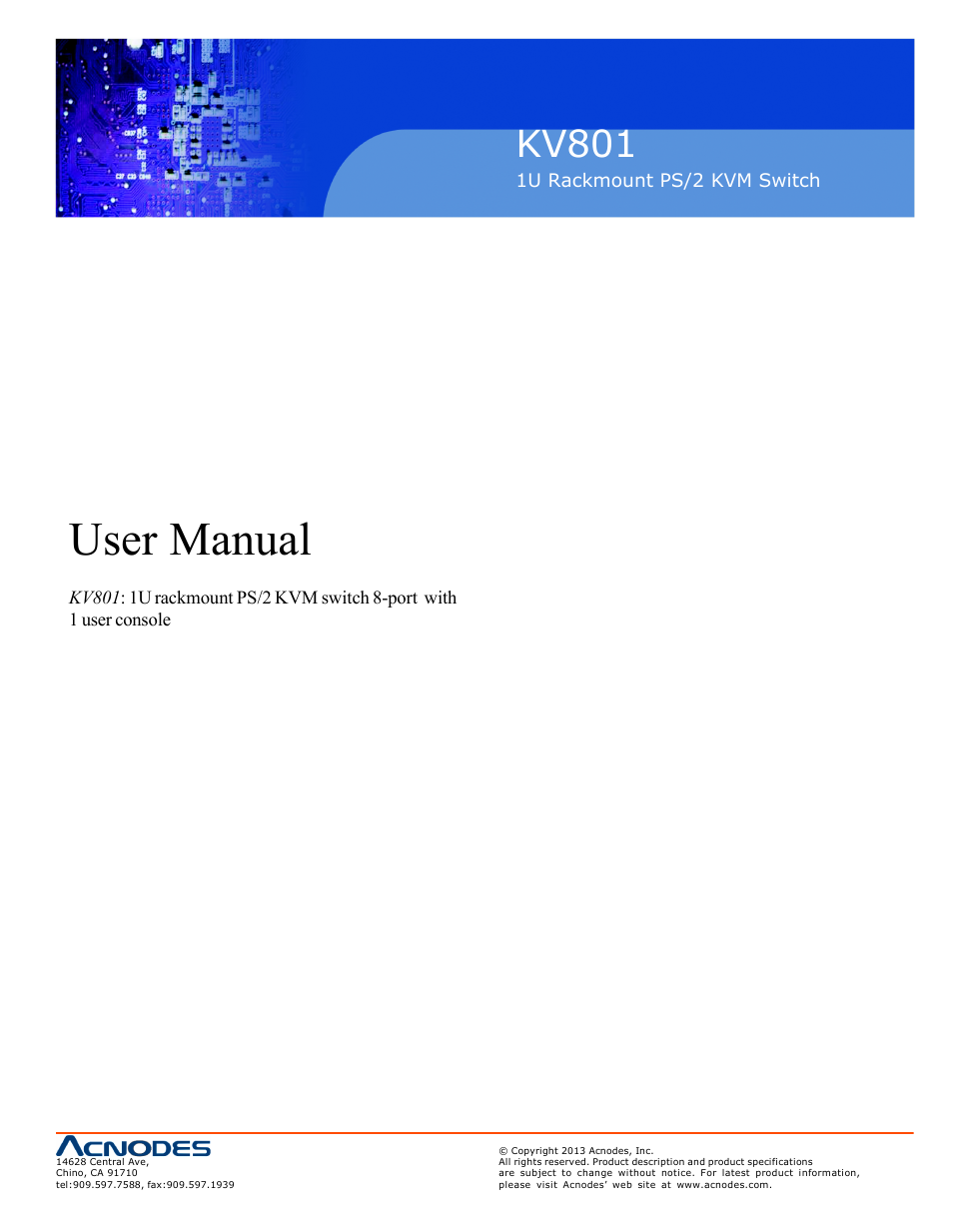 Acnodes KV 801 User Manual | 12 pages