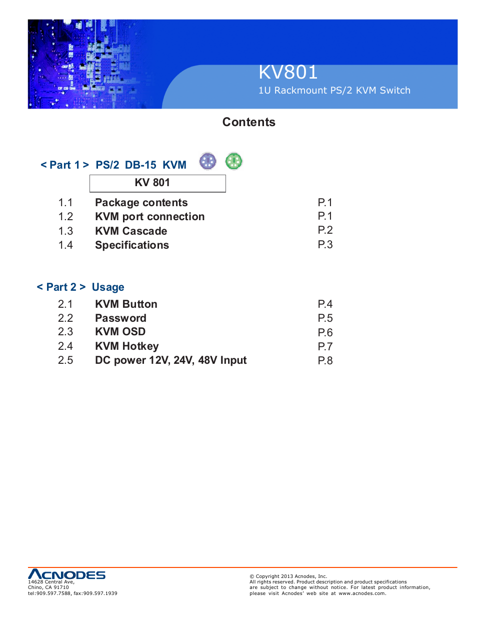 Acnodes KV 801 User Manual | Page 3 / 12
