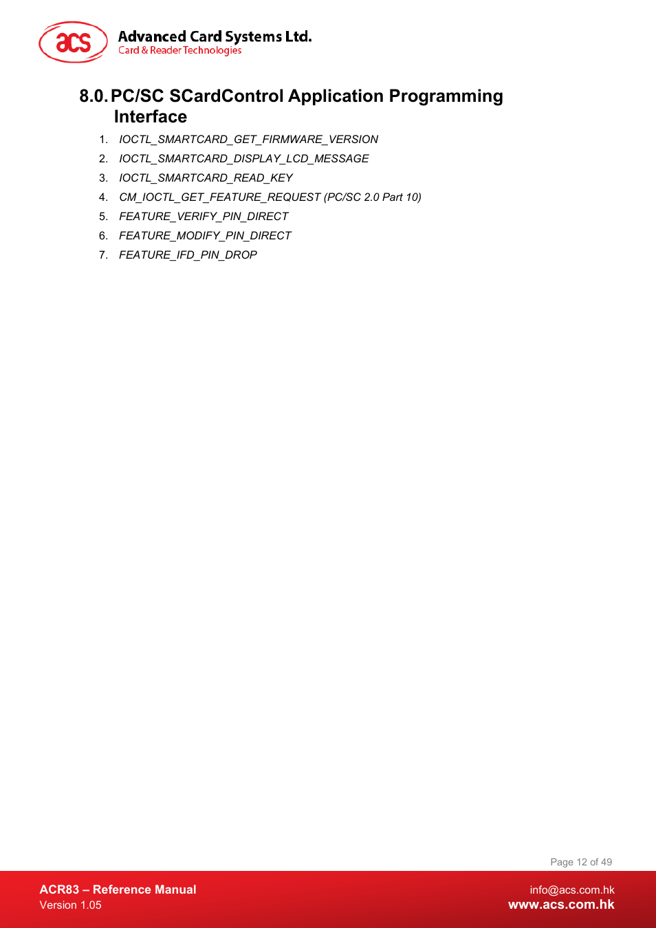 ACS ACR83 PINeasy Smart Card Reader User Manual | Page 12 / 49