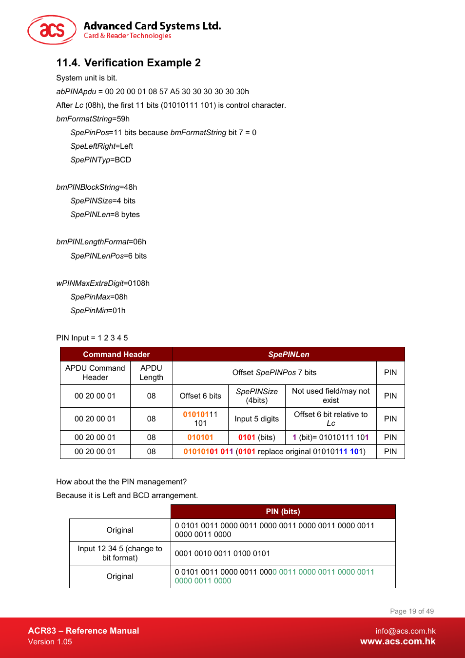 Verification example 2 | ACS ACR83 PINeasy Smart Card Reader User Manual | Page 19 / 49