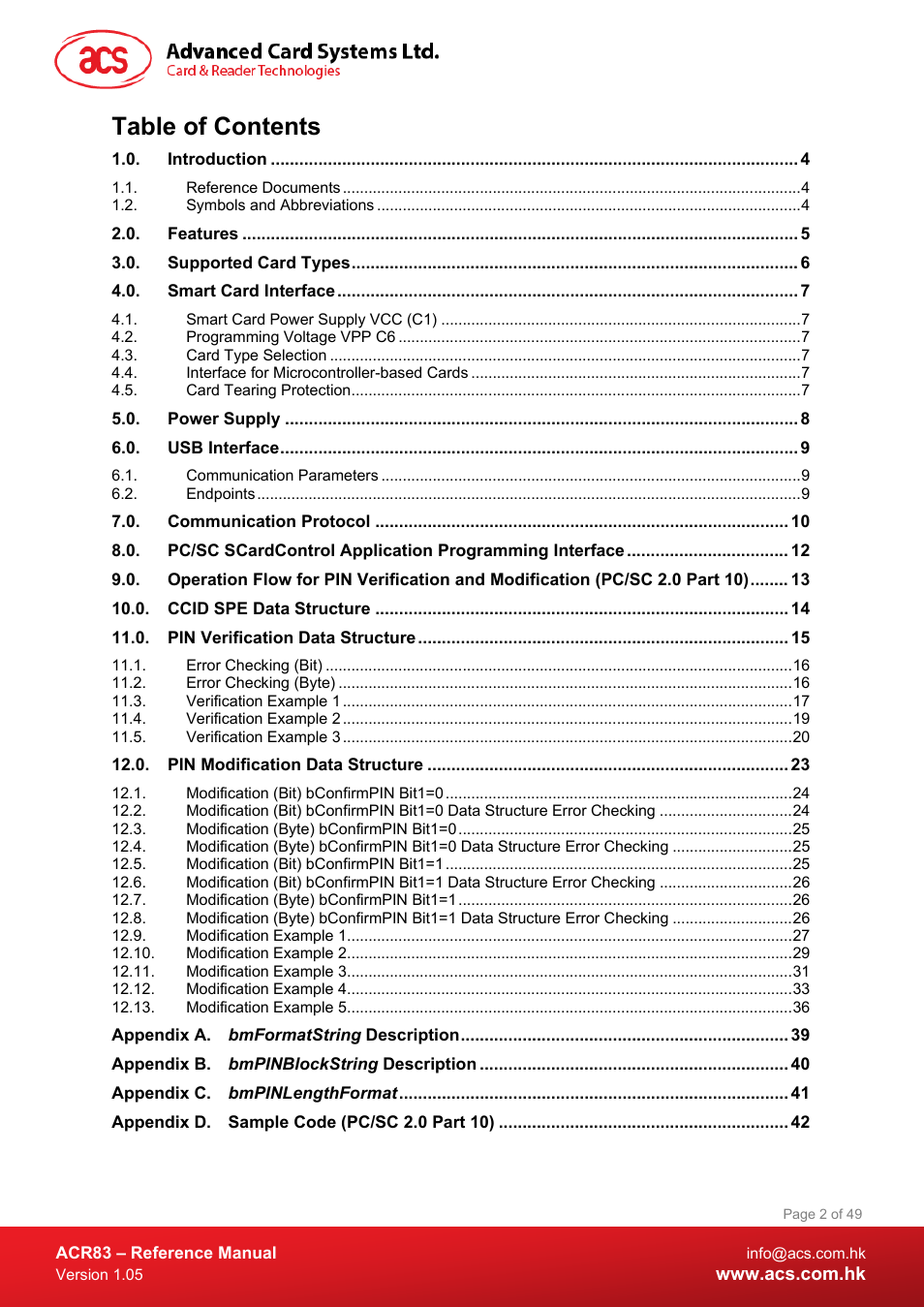 ACS ACR83 PINeasy Smart Card Reader User Manual | Page 2 / 49